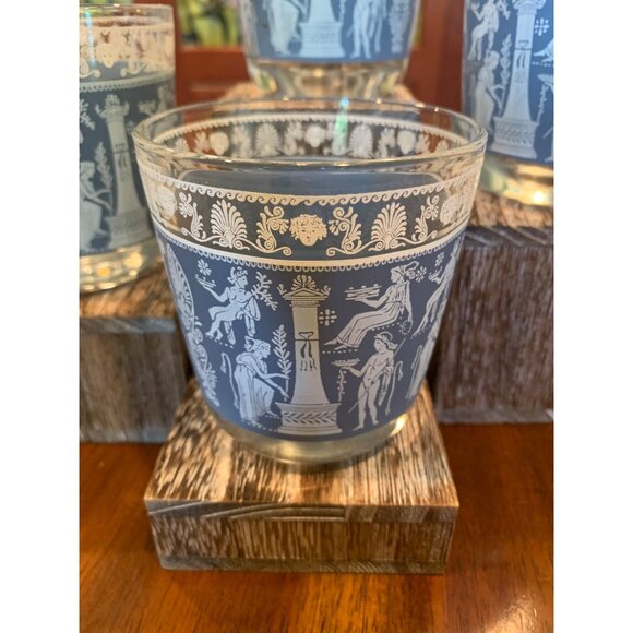 Vintage Jeanette Hellenic Jasperware Lowball Scotch Glasses. - Picture 7 of 15